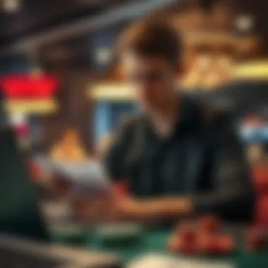 Analyzing Casino Reviews A person analyzing online casino reviews and ratings