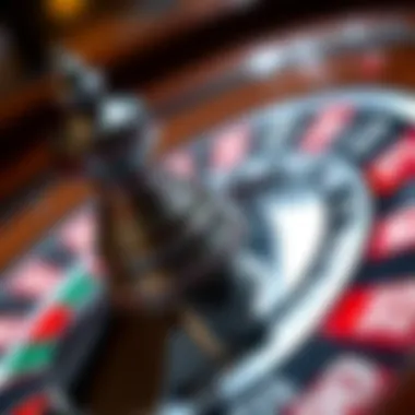 Close-up of a roulette wheel with a ball ready to spin