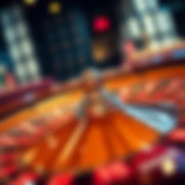 The Thrill of Roulette Close-up of a roulette wheel spinning with excitement.