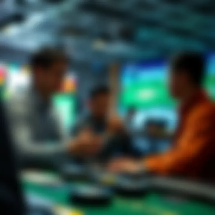 Strategizing for Online Betting Success A group of players engaged in online betting strategy discussion