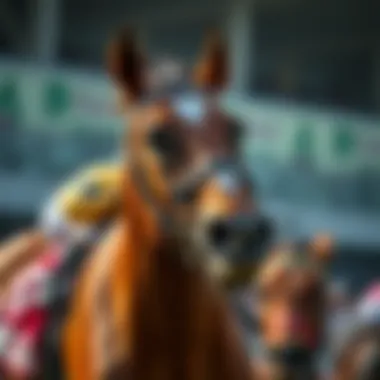 Power and Agility of the Racehorse A close-up of a racehorse showcasing its strength and agility