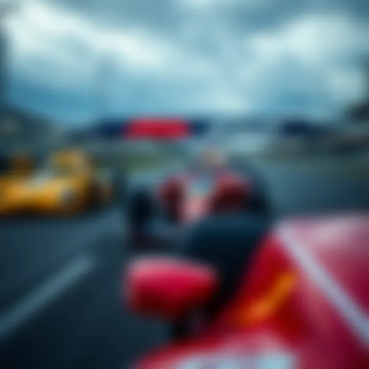 Intense Racing Action at Hungaroring Close-up of race cars competing on the Hungaroring track