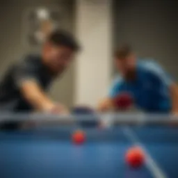 A strategic moment in a table tennis match