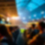 Overview of Lyon Open with fans engaging in betting