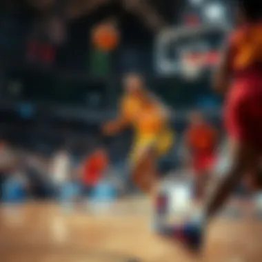 Dynamic basketball action during a game