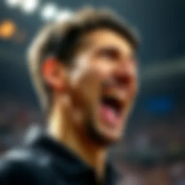 A close-up of Novak Djokovic celebrating a victory