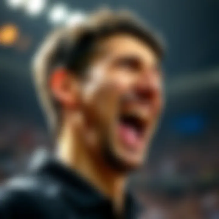 A close-up of Novak Djokovic celebrating a victory