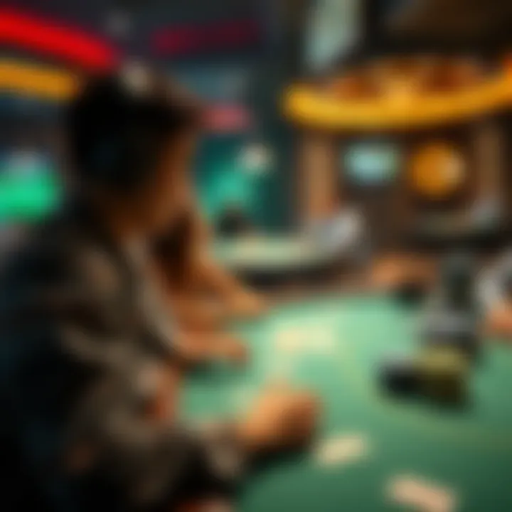 Engaging in Online Poker Adventures A lively online poker table with animated cards