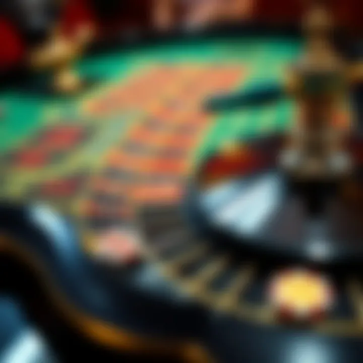 Detailed View of Roulette Betting Layout Close-up of a roulette table showcasing the betting layout and chips.