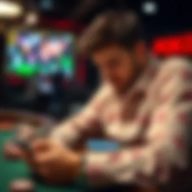 User Experience with Poker Strategies User engaging with poker strategies on a mobile device