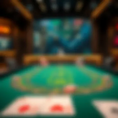 Illustration of a blackjack table in a virtual casino