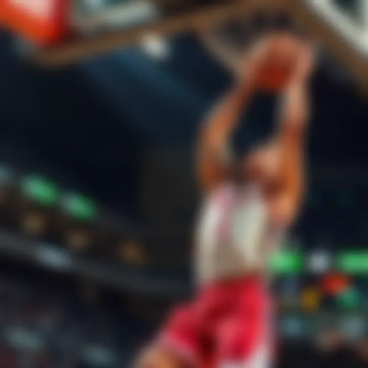 Dynamic Slam Dunk Action A basketball player performing a slam dunk