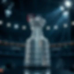 Stanley Cup trophy glistening under arena lights