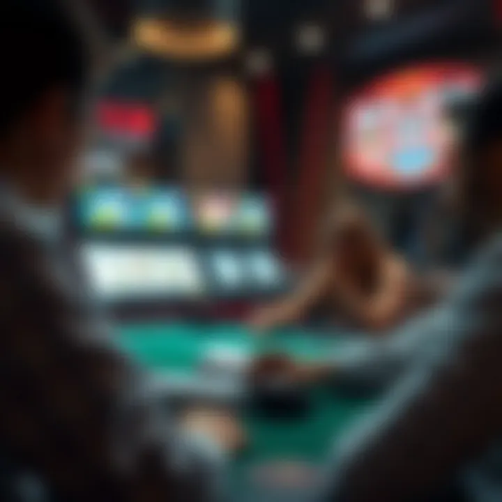 Strategic Analysis in Video Poker A strategic play session with focused players analyzing their options